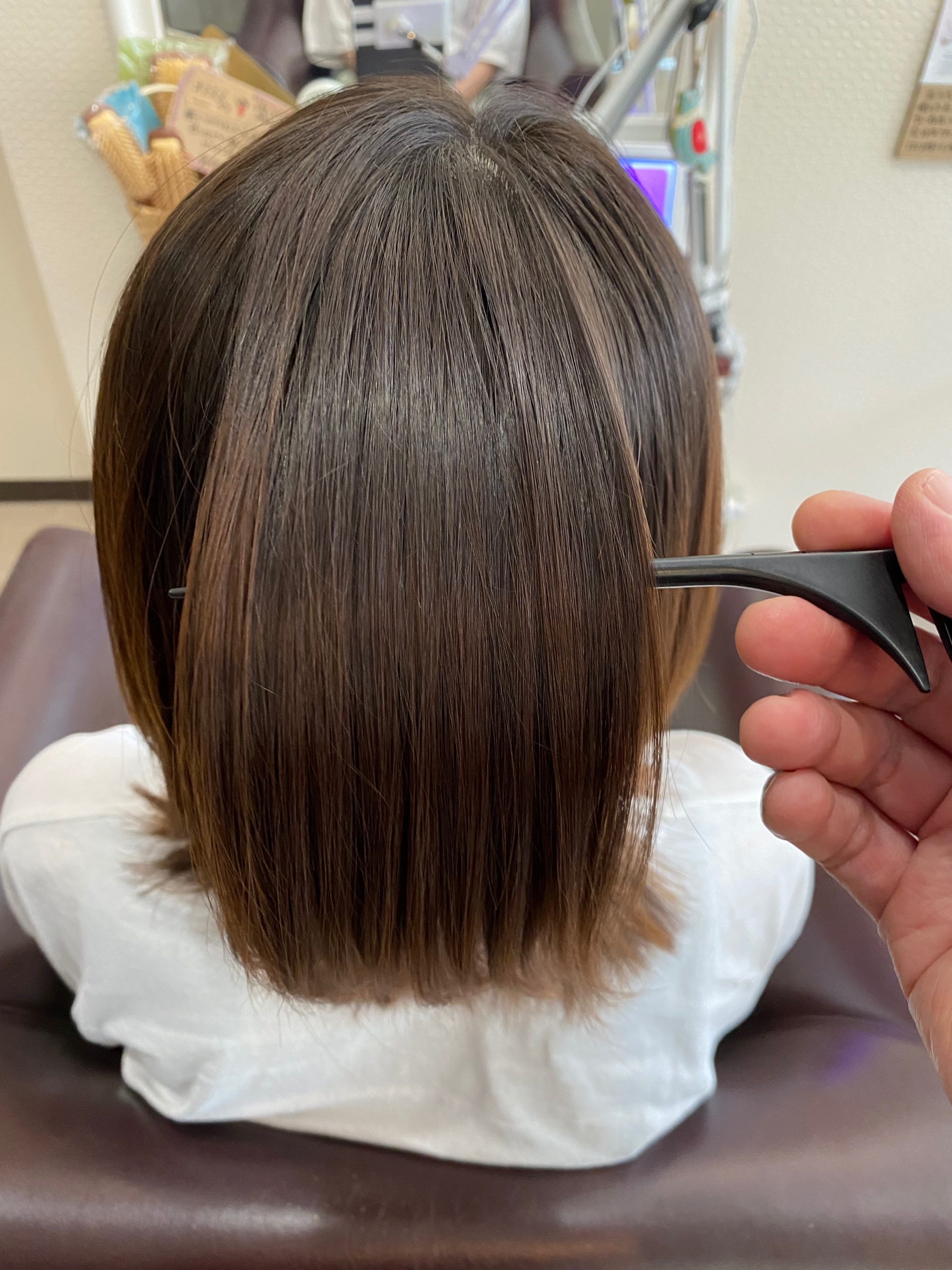 ブリーチ履歴があってくせのお悩みがあるロングヘアを縮毛矯正で艶髪にさせていただきました。【大阪堺市美容室髪質改善縮毛矯正】